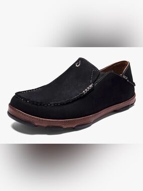 Olukai Moloa Black Leather Slip-On Loafers Comfortable Casual Preppy Driving 12